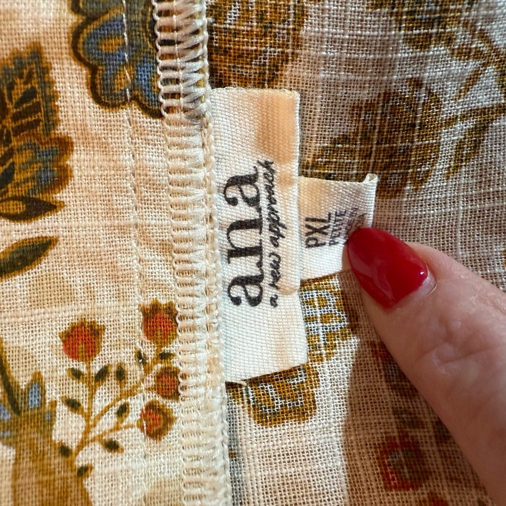 Ana Women's Blouse, XL Petite, Beige and Brown Floral with square neckline - Picture 5 of 6